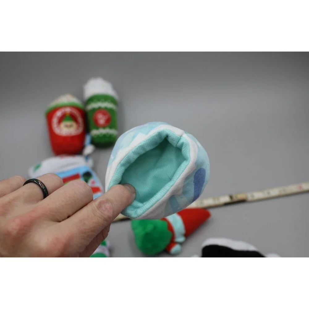 Bark Box Dog Toy Christmas Lot Of 7 Gnomes Candy Land  Coffee Lattes Shirt Small